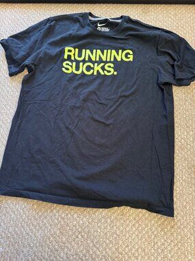 Nike Classic "Running Sucks" Black Running/Training T-Shirt; Cotton; Short Sleev